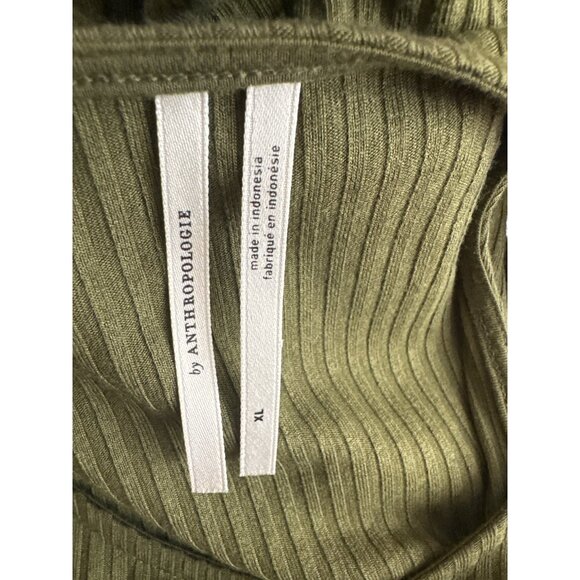 Anthropologie Olive Green Kingslover Ribbed Knit Handkerchief dress size XL - Picture 4 of 7